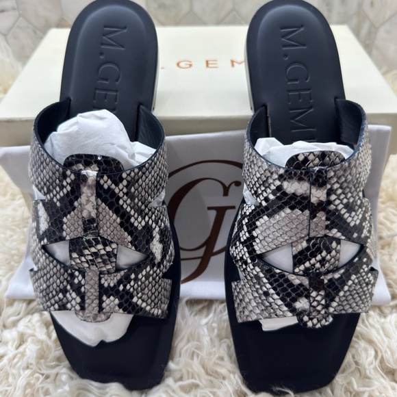 M. Gemi Snakeskin Slide Sandals - Black and Gray - Picture 1 of 6